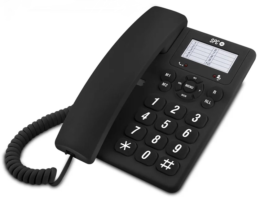 Teléfono fijo de sobremesa góndola SPC 3602N, monopieza, negro